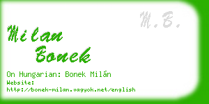milan bonek business card